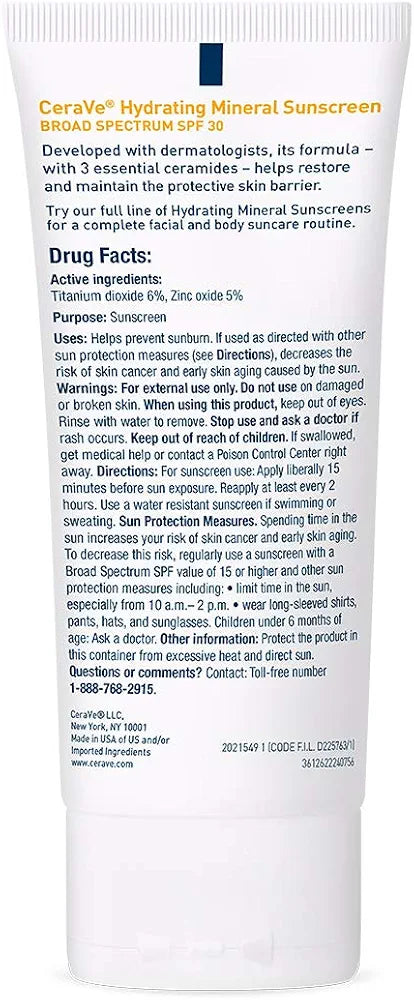 CERAVE MINERAL SUNSCREEN 30 SPF